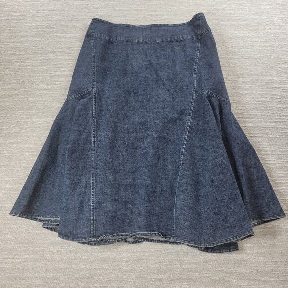 VTG Powerline Denim Skirt Size 8 Blue Dark‎ Wash Flounce Flared Mermaid Rodeo - Picture 7 of 11